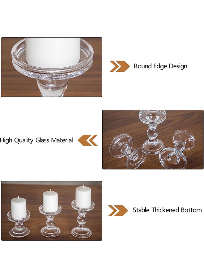عربست مجموعة 3 قطعة من الشموعة الزجاجية ، حامل الشموعة الكريستالية والشمعة المخروطية ، ديكور حامل شمعة عيد الميلاد ، حامل شمعة الزفاف في غرفة المعيشة العائلية (واضح) - Image 4