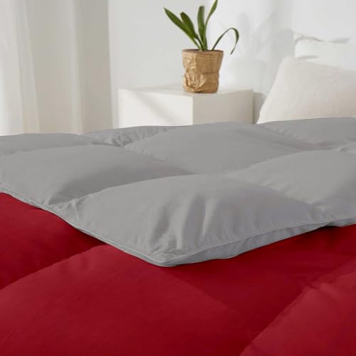 Razzai Reversible Microfiber Comforter - 500 GSM Winter Premium Collection Quilted (90" x 100" Inches/228cm x 254cm) - Double Bed Silver/Burgundy TC-400 - Image 4