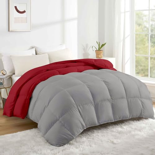 Razzai Reversible Microfiber Comforter - 500 GSM Winter Premium Collection Quilted (90" x 100" Inches/228cm x 254cm) - Double Bed Silver/Burgundy TC-400 - Image 2
