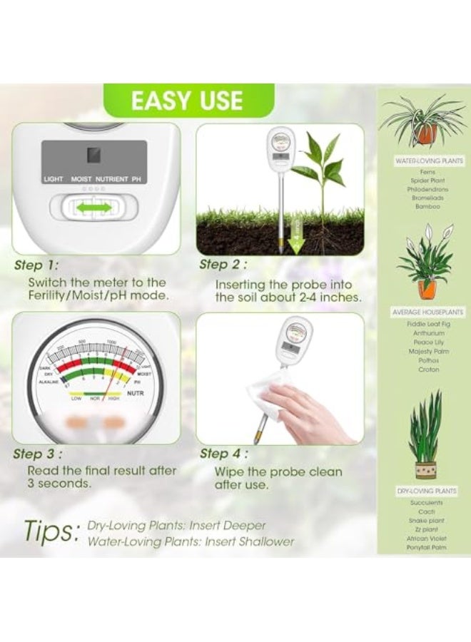 Generic MAKINGTEC Upgraded-Soil Moisture Meter, Soil pH Meter, 4-in-1 Soil Tester, Soil Plant Water Meter, for Moisture/Light/Nutrients/pH, Moisture Meter Great for Garden, Lawn, Farm, Indoor & Outdoor Use  - Image 5
