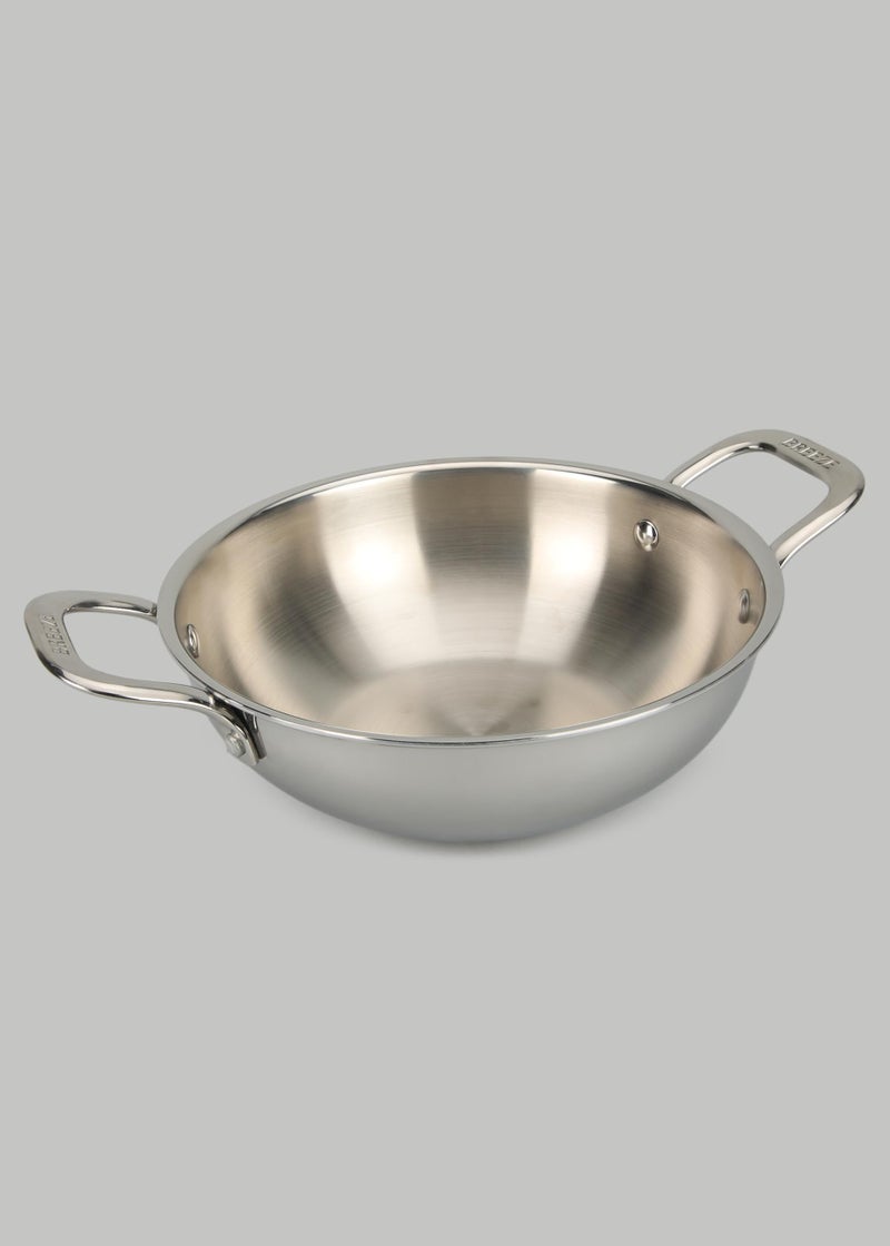 Breeze Triply Stainless Steel Kadai with Lid, 24cm, 2.5L, 2.5mm Thick, Heavy Bottom, Induction Friendly - Image 3