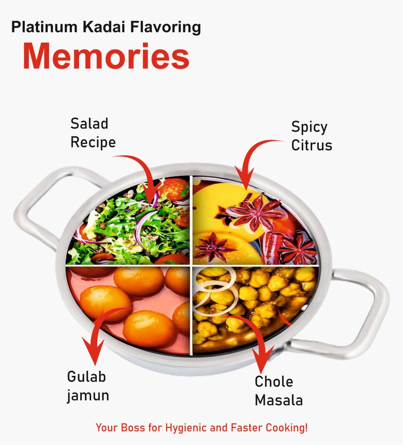 Breeze Triply Stainless Steel Kadai with Lid, 24cm, 2.5L, 2.5mm Thick, Heavy Bottom, Induction Friendly - Image 4