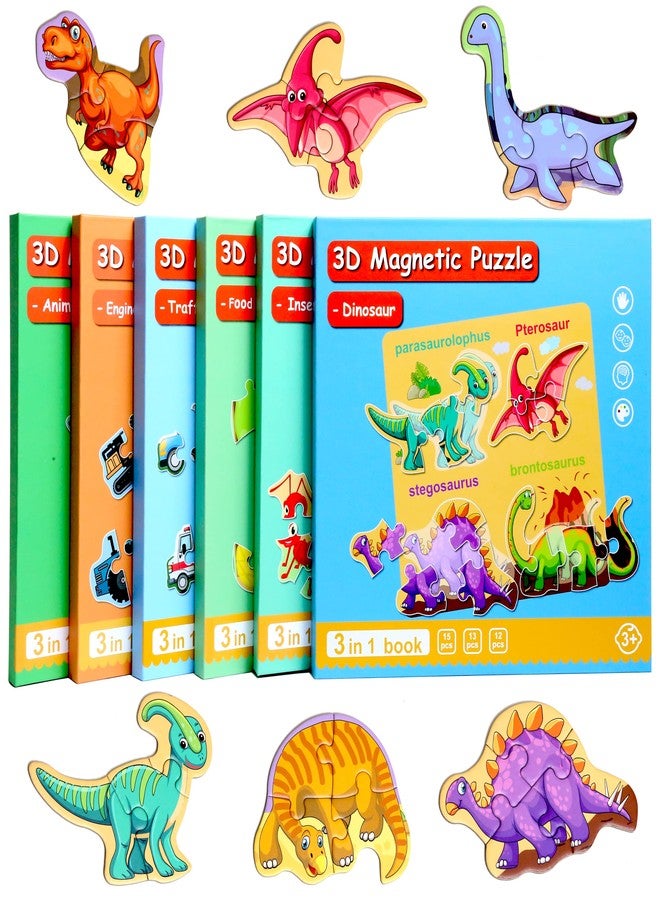 QimuMku Magnetic Puzzles for Kids Ages 1-3, Travel Toddler Puzzles Ages 2-4 Year, Dinosaur Activities Toy for Boys & Girls 3-5 yo - Learning Magnet Gift for Road Trip - Image 1