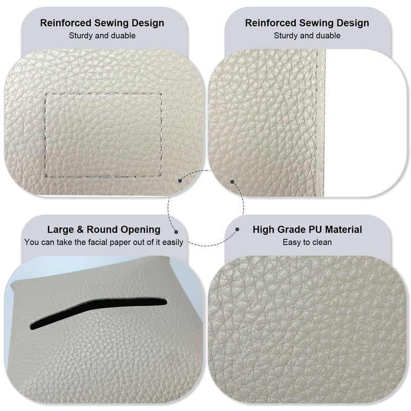PENGLONG Tissue Box Cover 5X5X5'' PU Leather Tissue Holder Square Tissue Cube Box Organizer for Bathroom Vanity Countertop, Car, Night Stands, Office, Home, Kitchen (1Pack, Lime White) - Image 3
