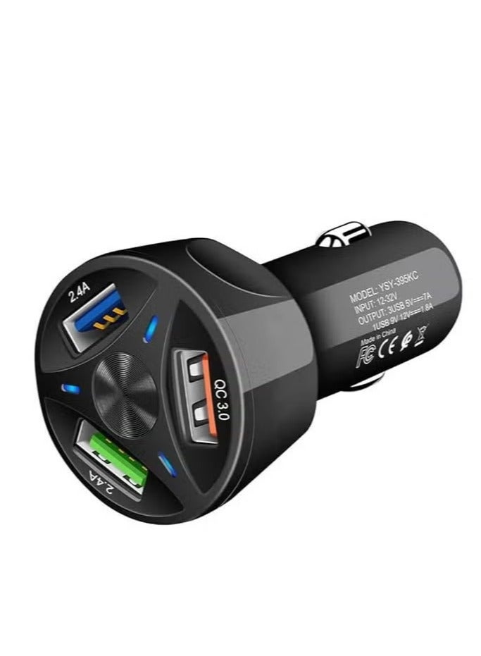ELTRAZONE 55W Fast Charging Car Charger QC3.0 + PD 20W Quick Charge, 3-USB Ports, DC 12V/24V Lighter Adapter, Compatible for iPhone and Android – High-Speed Charging for Multiple Devices - Image 1