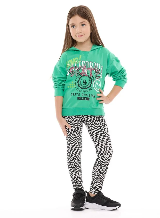 victor and jane Victor And Jane Girls Sequined Printed Hoodie and Leggings Set