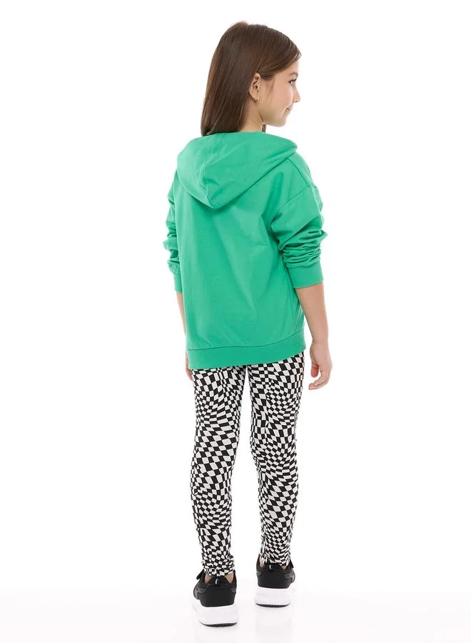 victor and jane Victor And Jane Girls Sequined Printed Hoodie and Leggings Set
