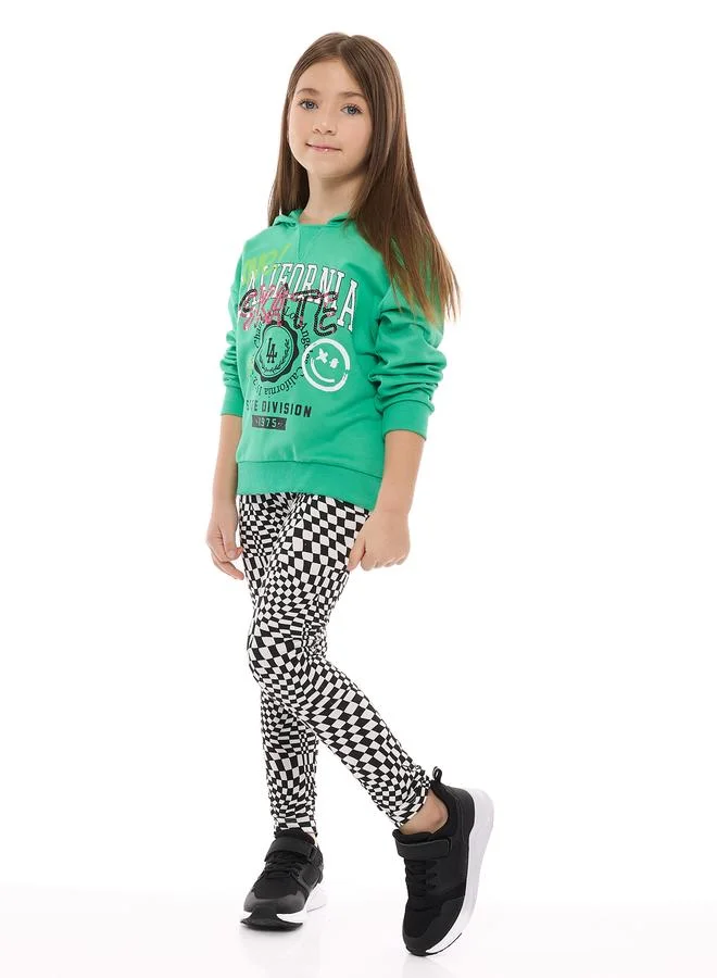 victor and jane Victor And Jane Girls Sequined Printed Hoodie and Leggings Set