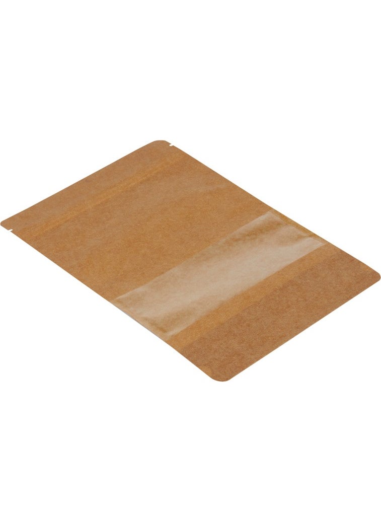 Packanya 20x30x5 Cm-100 Pieces Kraft Doypack with Narrow Window  - Image 1