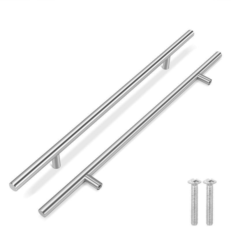 Flexzion 1 Pack Kitchen Cabinet Handles Silver Drawer Pulls 18 inch 113 inch Hole Center Stainless Steel T Bar with Satin Brushed Nickel Hardware for Kitchen Cupboard Door Bathroom Furniture