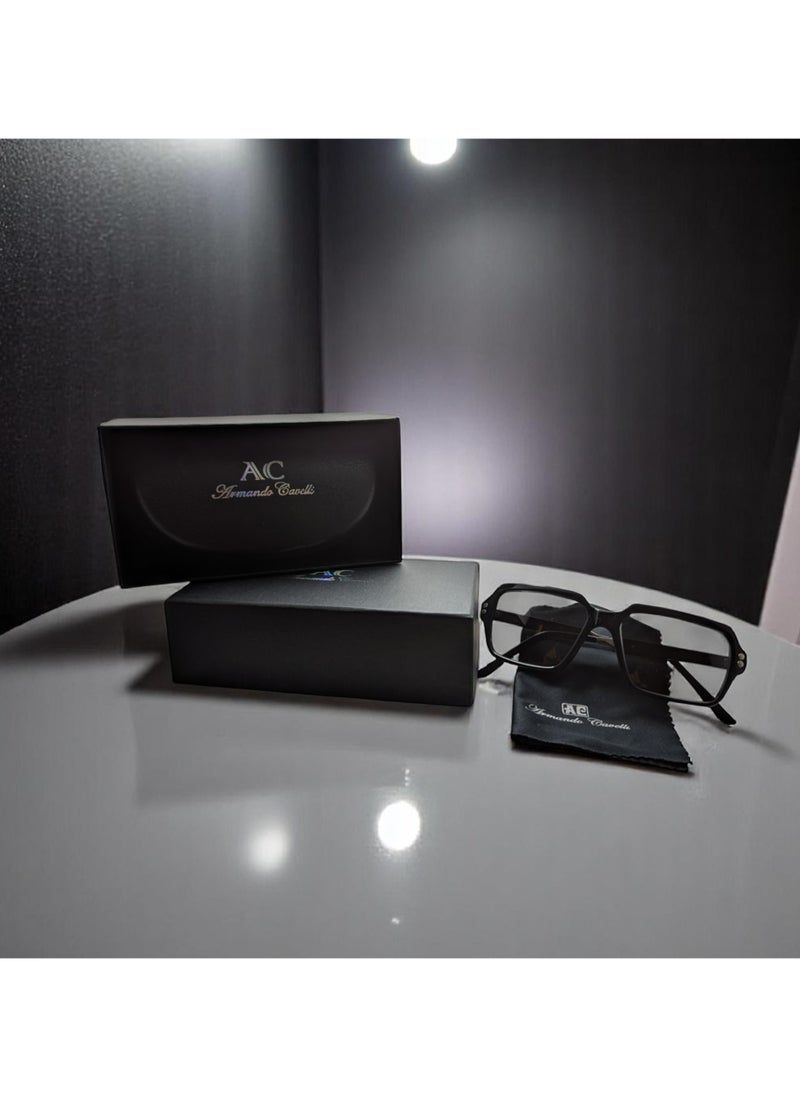 Armando Cavelli - Authentic Armando Cavelli sunglasses, crafted from carefully selected premium acetate for a luxurious look and longevity with extensive use. This model combines modernity and classic style, with a raw black acetate front and gunmetal -plated metal temples to complete your luxury look. Comes with premium polymer lenses offer UV400 protection in a gradient grey - Image 1