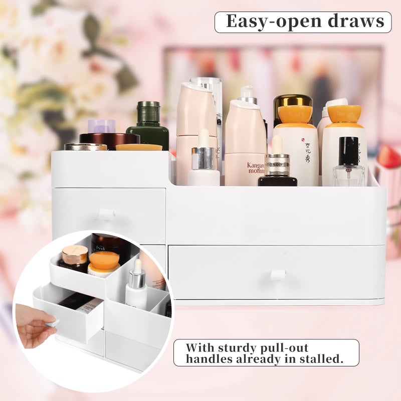 BTremary BTremary Makeup Organizer for Vanity  Large Capacity Desk Organizer with Drawers for Cosmetics  Lipsticks  Jewelry  Nail Care  Skincare  Ideal for Bedroom and Bathroom Countertops  - Image 5