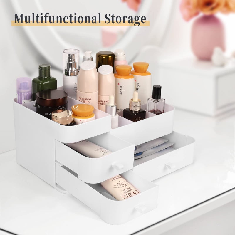 BTremary BTremary Makeup Organizer for Vanity  Large Capacity Desk Organizer with Drawers for Cosmetics  Lipsticks  Jewelry  Nail Care  Skincare  Ideal for Bedroom and Bathroom Countertops  - Image 4