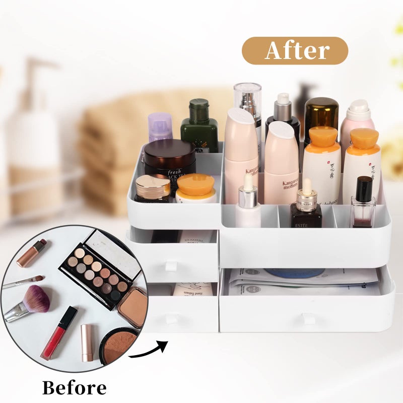 BTremary BTremary Makeup Organizer for Vanity  Large Capacity Desk Organizer with Drawers for Cosmetics  Lipsticks  Jewelry  Nail Care  Skincare  Ideal for Bedroom and Bathroom Countertops  - Image 3