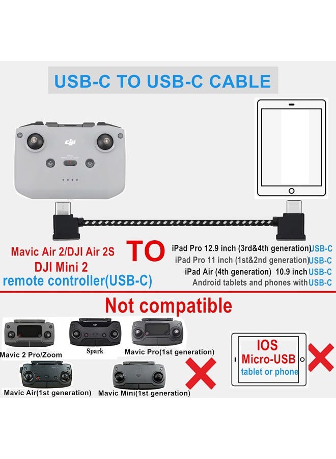 Hanatora 11.8 Inch USB C to USB C Remote Controller Cable for DJI Mini 2/Air 2S/Mavic Air 2,Nylon Braided 1FT OTG Tablet Phone Extension RC Data Cord(Type-C Connector) - Image 2