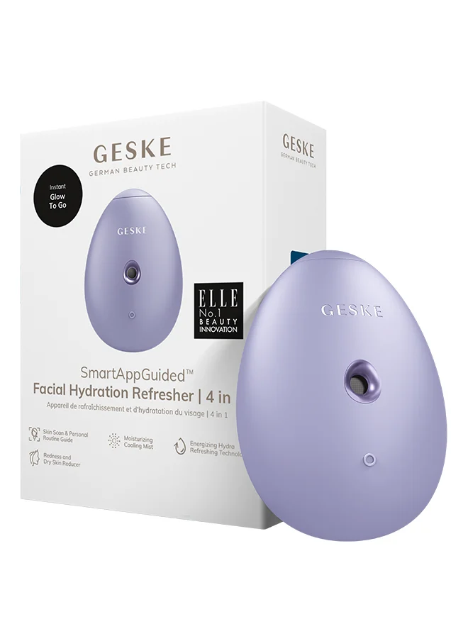 GESKE Geske SmartAppGuided Facial Hydration Refresher | 4 in 1 | Water Atomiser | Face Steamer | Water Spray | Face Mister | Facial Cleansing Device | Spray Mist | Cosmetics | Natural Glow - Purple