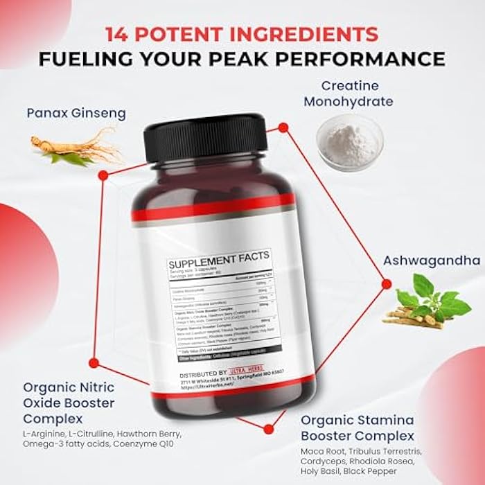 ULTRA HERBS Ultra Creatine Pills | Creatine Monohydrate Capsules Enhanced with L-Arginine, L Citrulline, Ginseng | Support Stamina, Energy & Muscle Growth | 180 Capsules - Image 3