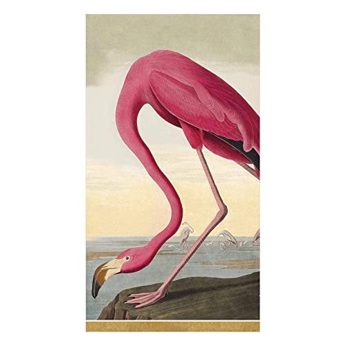 Caspari Audubon Birds Paper Guest Towel Napkins, 15 Per Package, Pink - Image 3