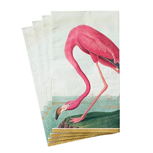 Caspari Audubon Birds Paper Guest Towel Napkins, 15 Per Package, Pink - Image 1