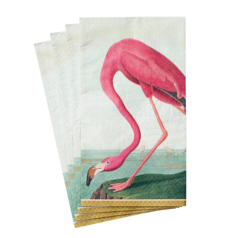 Caspari Audubon Birds Paper Guest Towel Napkins, 15 Per Package, Pink - Image 4