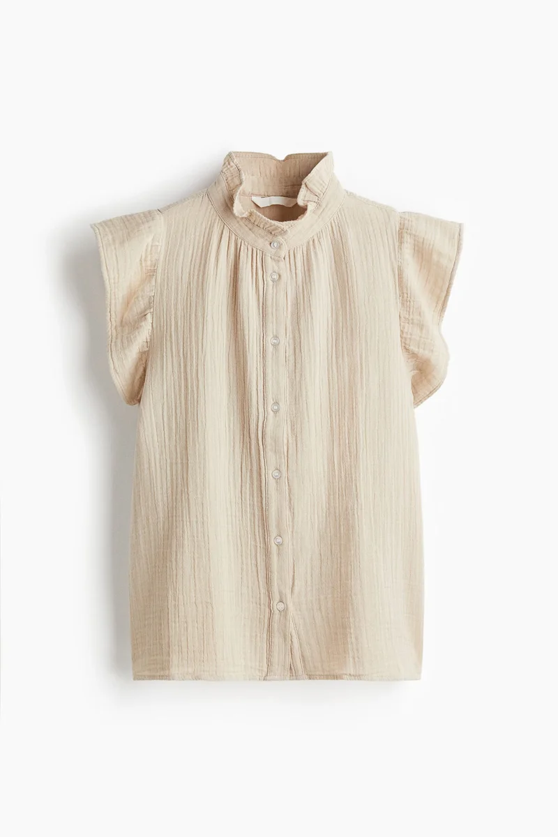 اتش اند ام Flutter-sleeved muslin blouse