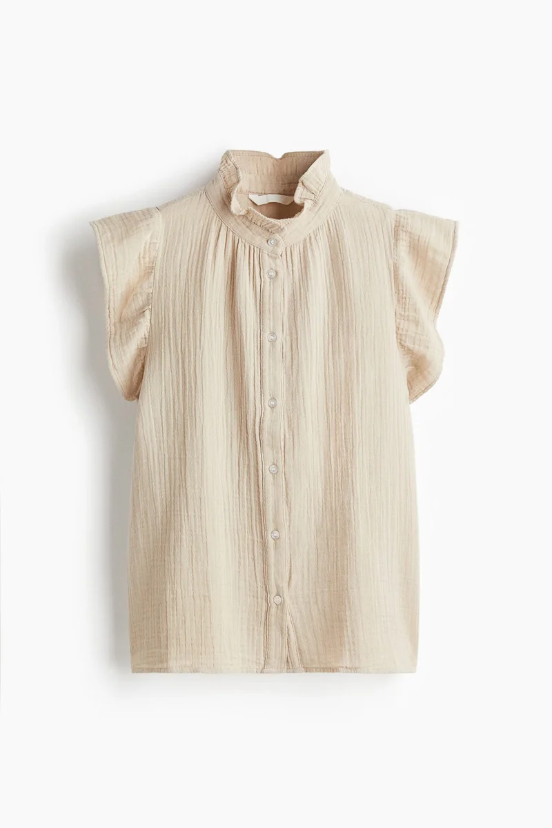 اتش اند ام Flutter-sleeved muslin blouse