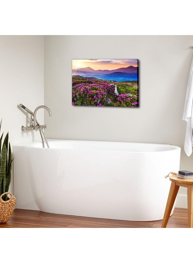 YOOOAHU Blue Ridge Mountain Sunset Wall Art nature art wall decor Purple Flowers Pictures for Living Room Bedroom Appalachians Wildflower Scenery Painting Floral Poster Canvas Prints Home Decorations 16x24” - Image 5