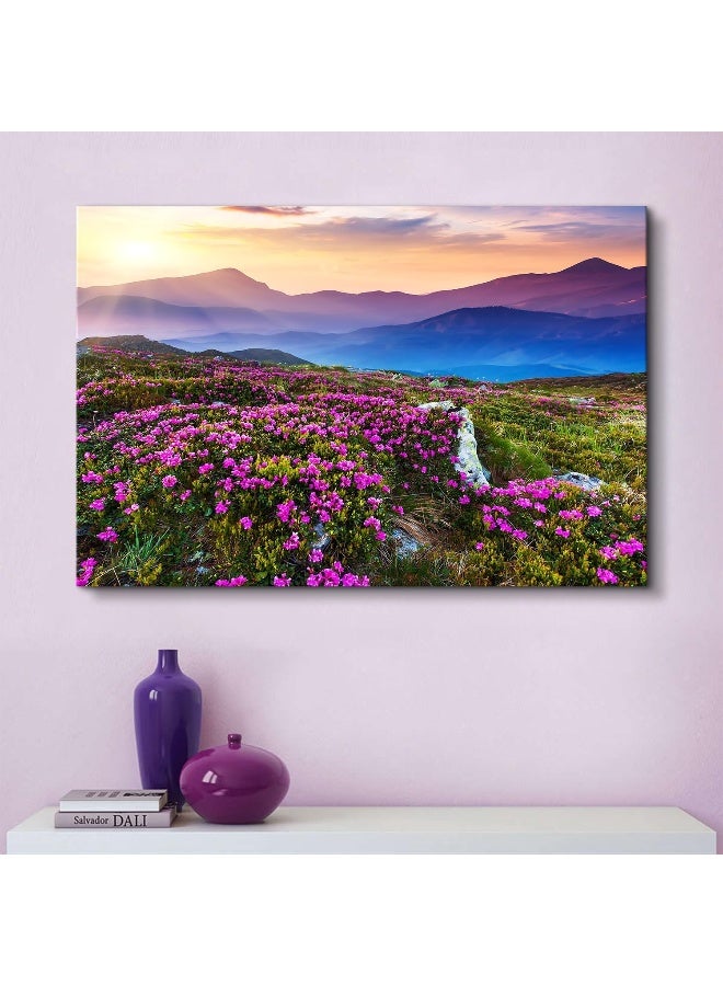 YOOOAHU Blue Ridge Mountain Sunset Wall Art nature art wall decor Purple Flowers Pictures for Living Room Bedroom Appalachians Wildflower Scenery Painting Floral Poster Canvas Prints Home Decorations 16x24” - Image 3