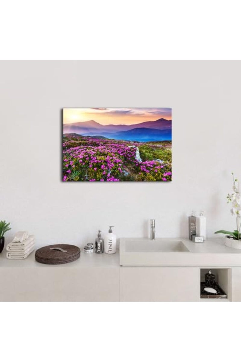 YOOOAHU Blue Ridge Mountain Sunset Wall Art nature art wall decor Purple Flowers Pictures for Living Room Bedroom Appalachians Wildflower Scenery Painting Floral Poster Canvas Prints Home Decorations 16x24” - Image 2