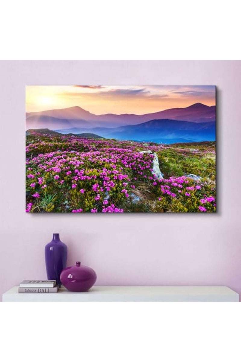 YOOOAHU Blue Ridge Mountain Sunset Wall Art nature art wall decor Purple Flowers Pictures for Living Room Bedroom Appalachians Wildflower Scenery Painting Floral Poster Canvas Prints Home Decorations 16x24” - Image 3