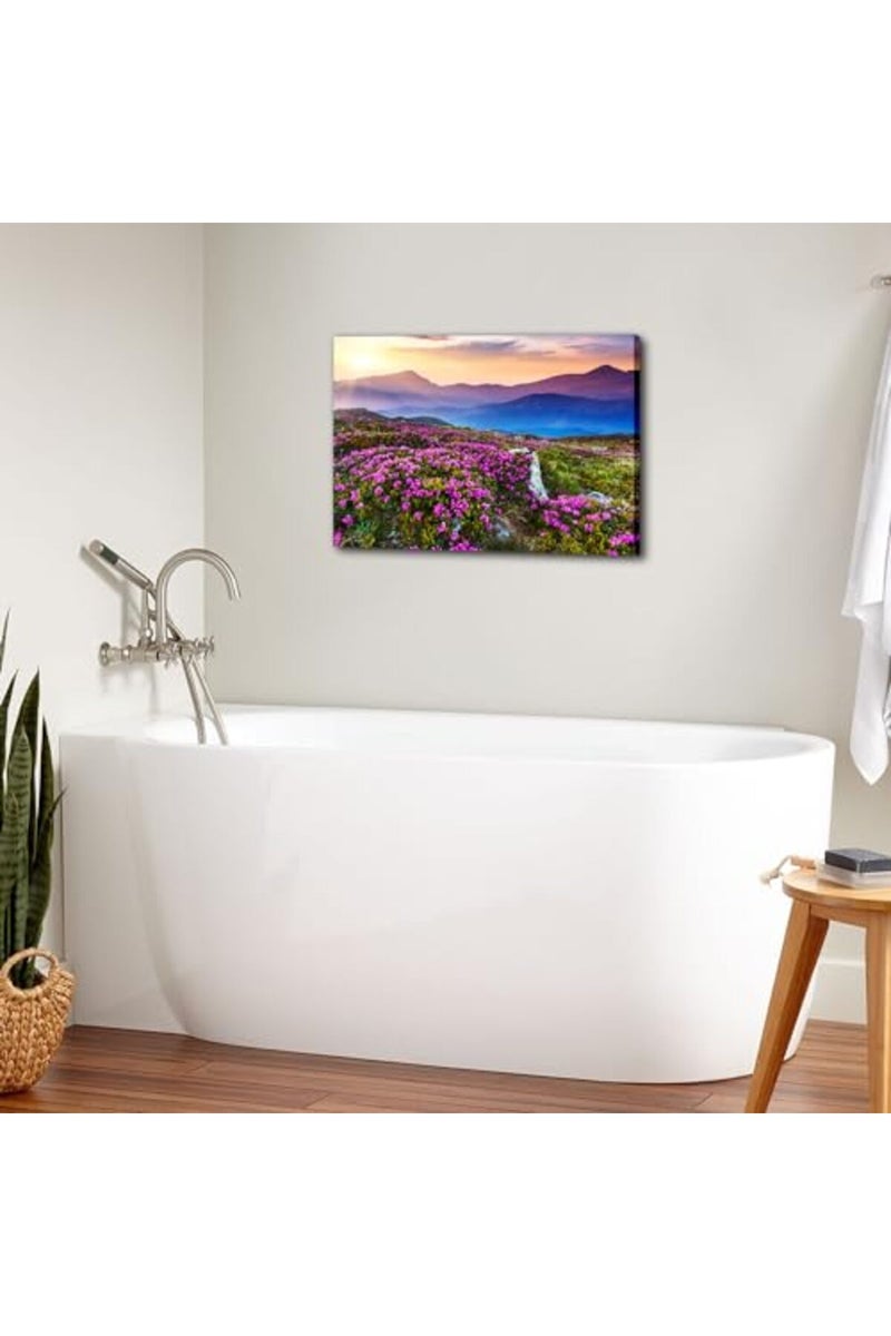 YOOOAHU Blue Ridge Mountain Sunset Wall Art nature art wall decor Purple Flowers Pictures for Living Room Bedroom Appalachians Wildflower Scenery Painting Floral Poster Canvas Prints Home Decorations 16x24” - Image 5