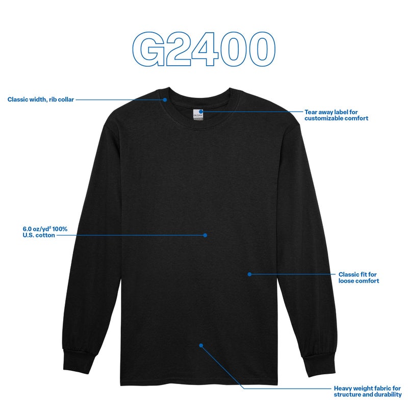 Gildan Men's Ultra Cotton Long Sleeve T-Shirt, Style G2400, Multipack, Black (2-Pack), 3X-Large - Image 5
