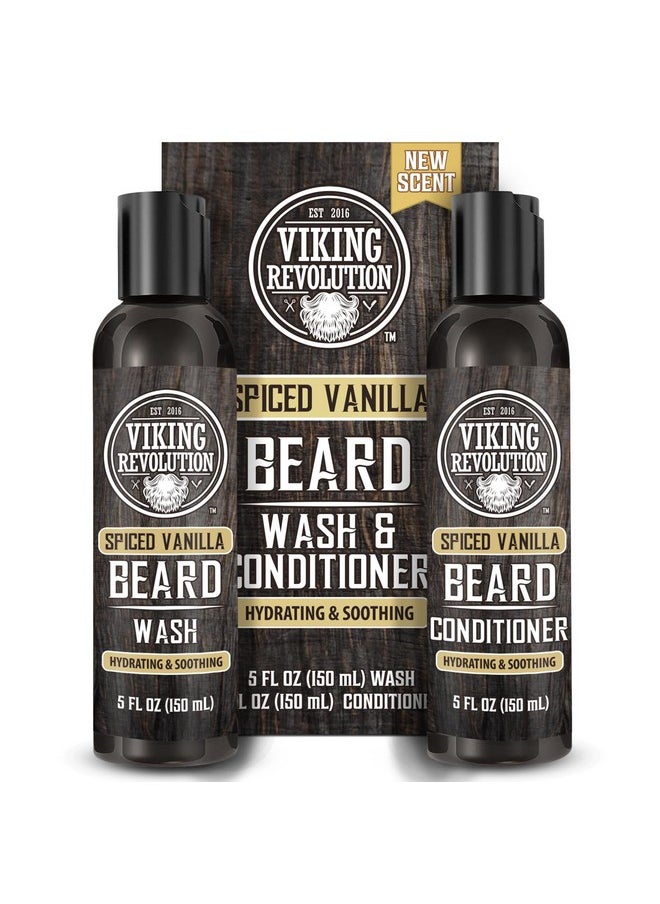 Viking Revolution Beard Wash And Beard Conditioner For Men With Argan Oil And Jojoba Oilbeard Softener And Strengthener Beard Care Beard Shampoo And Conditioner With Beard Oil (5Oz Spiced Vanilla)  - Image 1
