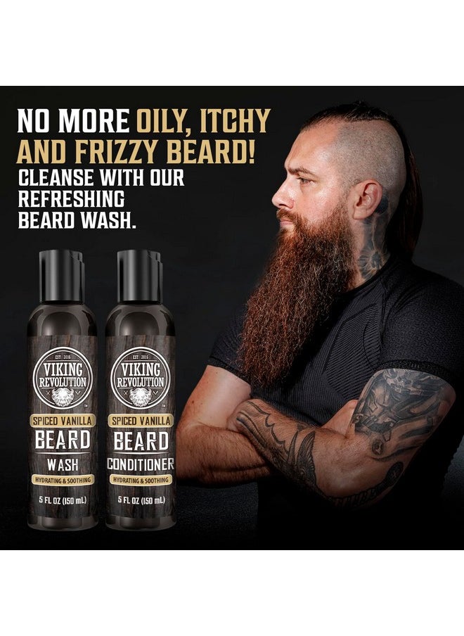 Viking Revolution Beard Wash And Beard Conditioner For Men With Argan Oil And Jojoba Oilbeard Softener And Strengthener Beard Care Beard Shampoo And Conditioner With Beard Oil (5Oz Spiced Vanilla)  - Image 3