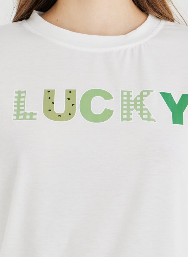 تايك تو تيشيرت بأكمام قصيرة بطبعة شعار خذ اثنين - Image 3