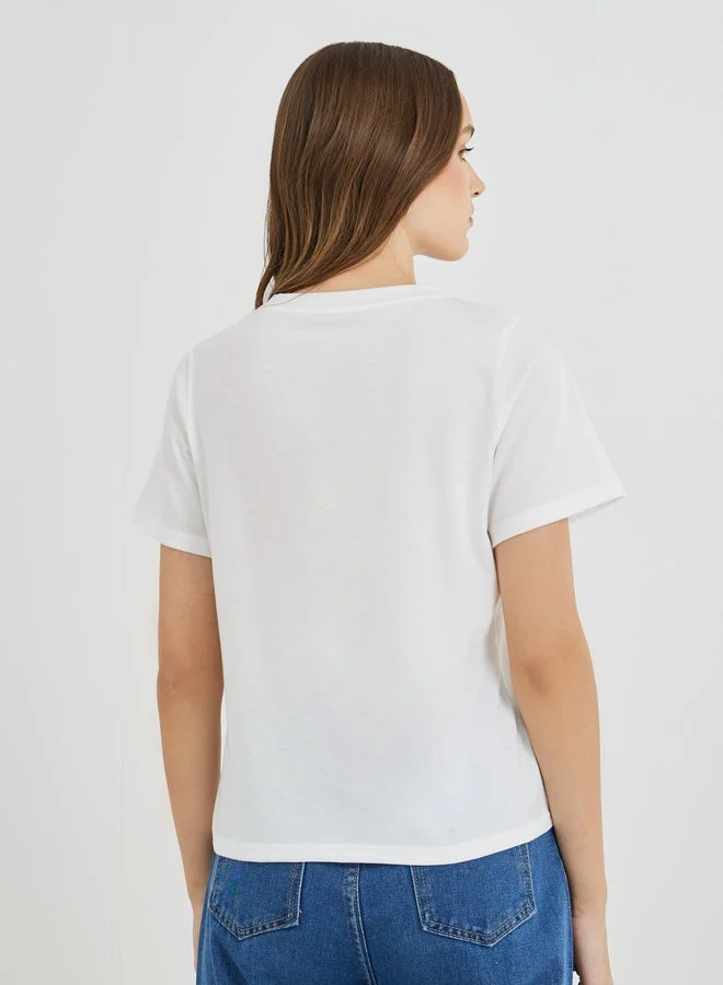 Take Two Take Two Slogan Print Short Sleeve T-Shirt