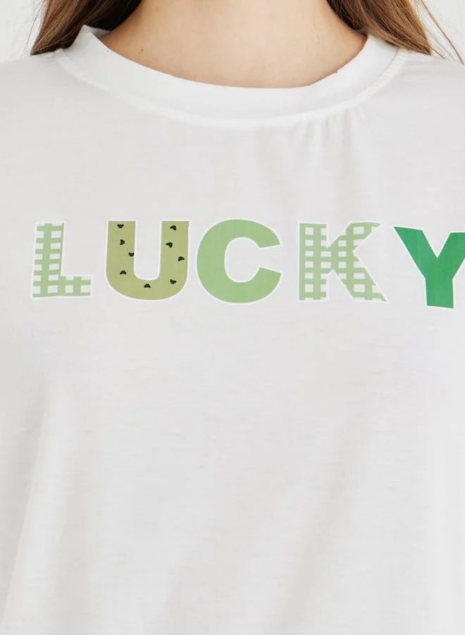 Take Two Take Two Slogan Print Short Sleeve T-Shirt