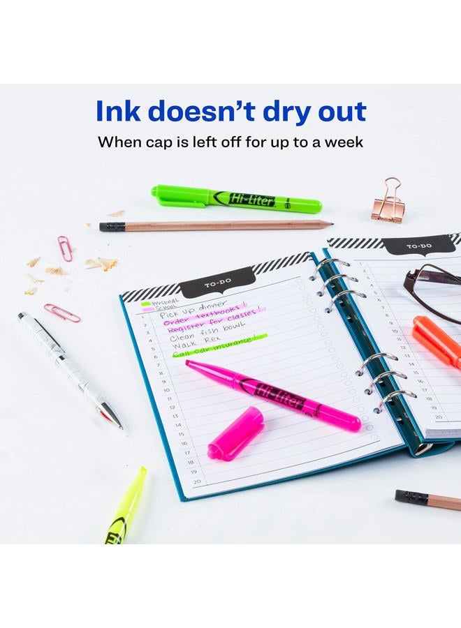AVERY Hi-Liter Pen-Style Highlighters, Smear Safe Ink, Chisel Tip, 4 Assorted Color Highlighters (23545) - Image 5