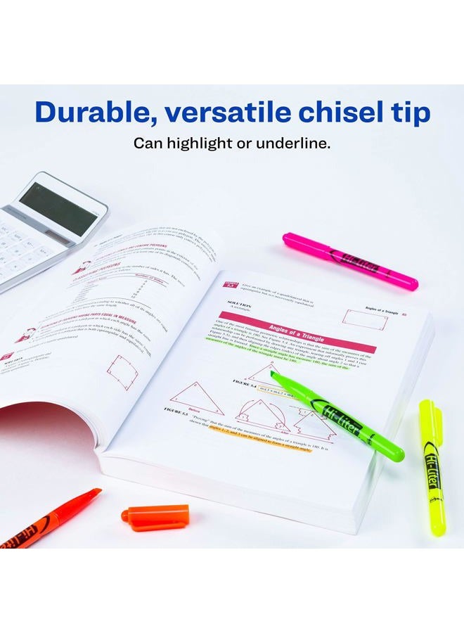 AVERY Hi-Liter Pen-Style Highlighters, Smear Safe Ink, Chisel Tip, 4 Assorted Color Highlighters (23545) - Image 3
