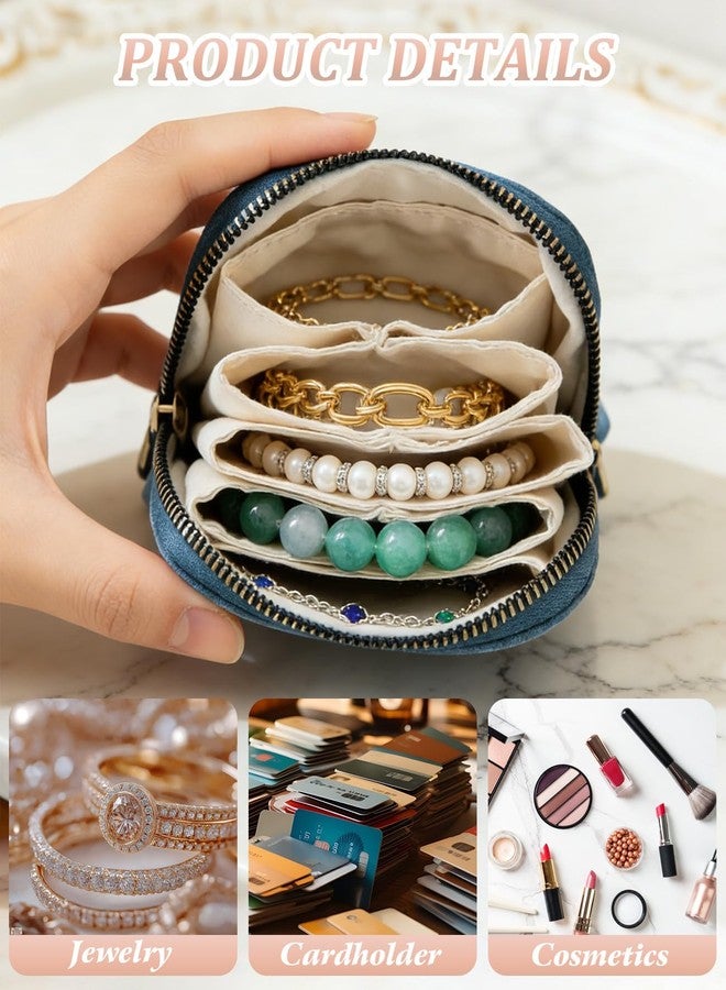 DAWZMR 3 PCS Small Travel Jewelry Organizer Pouch, High-End Large-Capacity Soft Velvet with Tassel Zipper, Storage for Bracelets Rings Earrings, Great Gifts for Women - Image 4