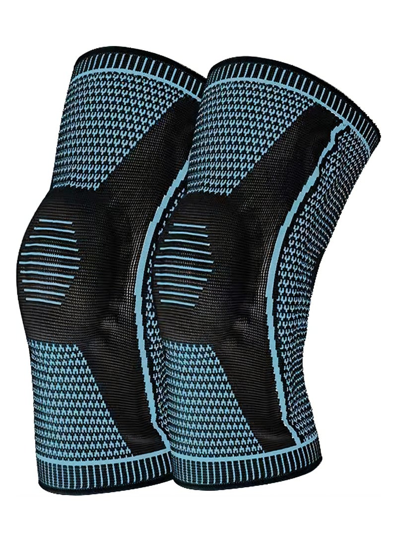 2-Pack Knee Brace Compression Sleeve with Silicone Gel Support - Patella Stabilizer for Arthritis, Sports, Running, Weight Lifting, Meniscus Tear Relief, Comfortable & Breathable for Men & Women,Knee Pads - Image 1