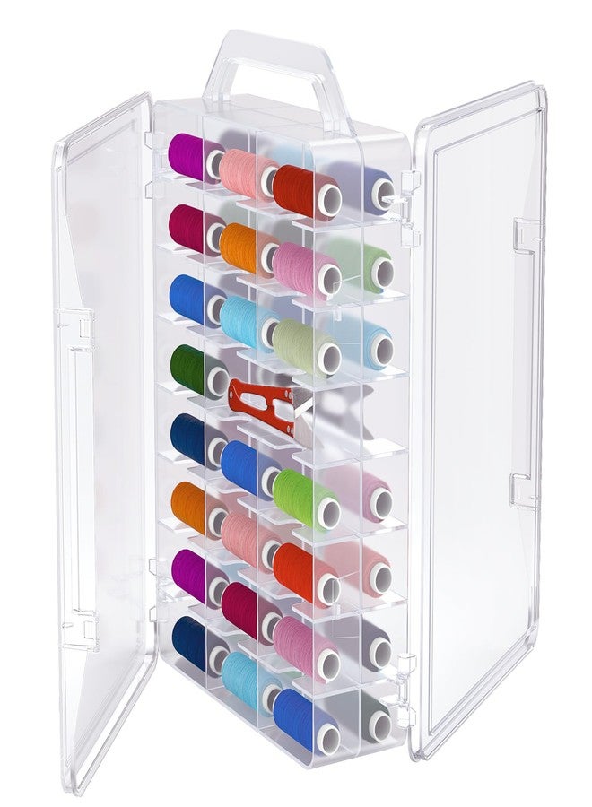Gbivbe 46 Grids Sewing Organizer, Double Sided Thread Box Storage, Portable Clear Plastic Organizer Box for Embroidery and Sewing Threads, Embroidery Floss, Crafts, Small Toys (Clear,1 Pack) - Image 1