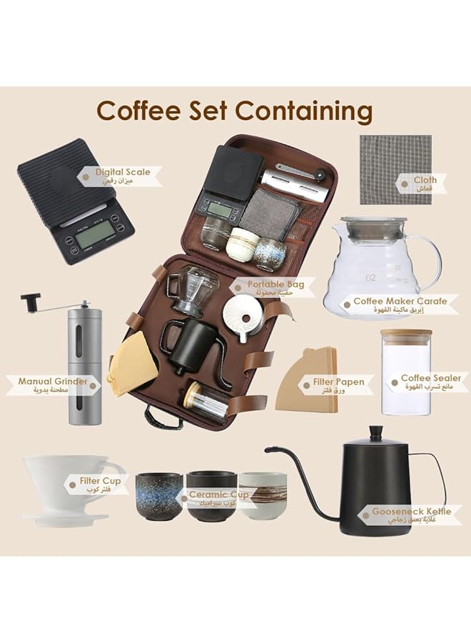 إيروريكس مجموعة ماكينة القهوة V60 مع حقيبة حمل محمولة ومقياس قهوة ووعاء قهوة وفلتر قهوة وطاحونة قهوة ومجموعة من 7 قطع - Image 2