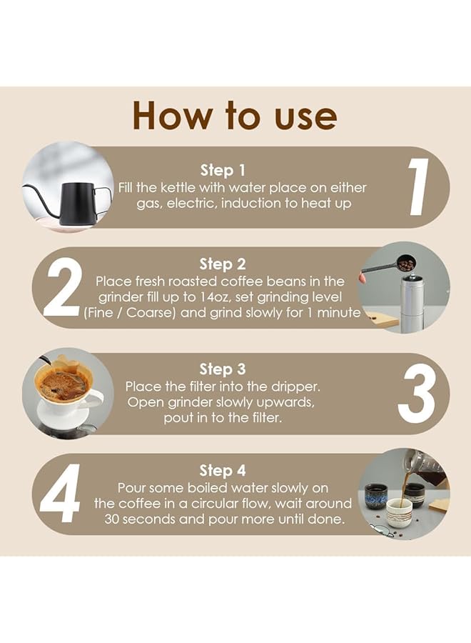 إيروريكس مجموعة ماكينة القهوة V60 مع حقيبة حمل محمولة ومقياس قهوة ووعاء قهوة وفلتر قهوة وطاحونة قهوة ومجموعة من 7 قطع - Image 3