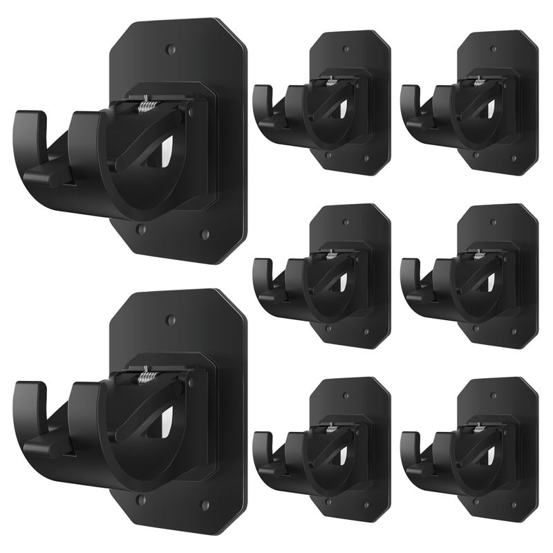 8PCS Upgraded No Drill Curtain Rod Brackets No Drilling Self Adhesive Curtain Rod Holder Hooks Nail Free Adjustable Curtain Rod Hook Curtain Hangers for Bathroom Kitchen Home Bathroom and HotelBlack