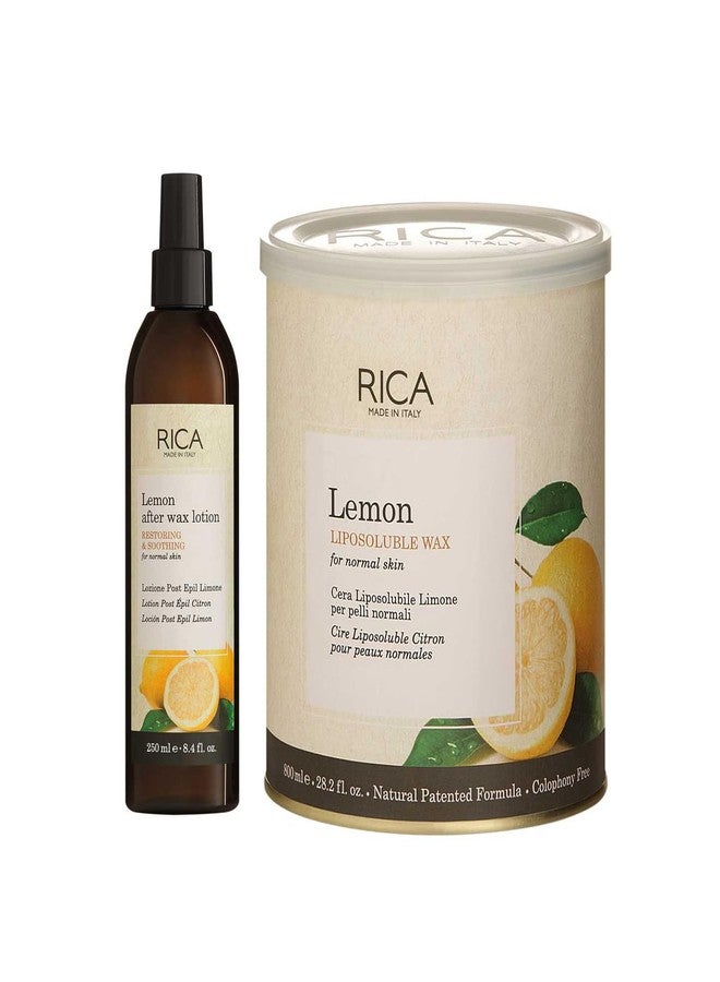 ريكا شمع ريكا ليمون لإزالة الشعر بدون ألم، قابل للذوبان في الدهون، للرجال والنساء، 800 مل، مع لوشن ما بعد إزالة الشعر | إزالة سريعة وسهلة للون البشرة العادية | عبوة من قطعتين - Image 1