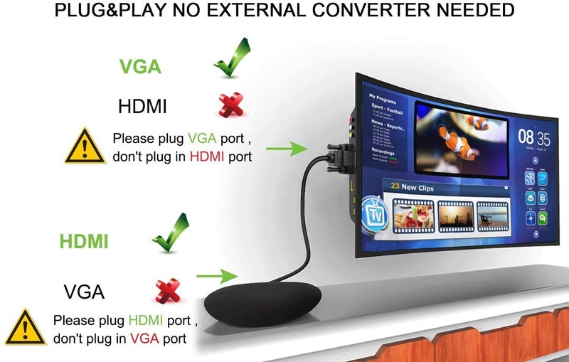 NewBEP HDMI to VGA Adapter Cable, 6ft/1.8m Gold-Plated 1080P Male Active Video Converter Cord Support Notebook PC DVD Player Laptop TV Projector Monitor Etc - Image 2