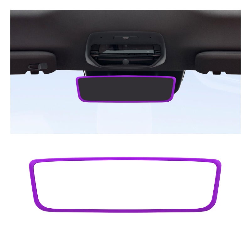 Suvnie Car Rear View Mirror Protector Frame Silicone Auto Rearview Edge Protective Cover Compatible With Model 3 Y Car Interior Decor Accessories Purple - Image 3