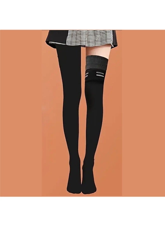 Soft & Warm Silicone Fleece Lined Thigh High Stockings, Anti-Slip Over The Knee Socks for Women, Perfect for Fall & Winter  - Image 1