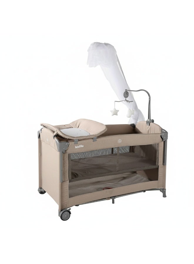 Kidilo Baby Playpen Bedside Crib Co Sleeping crib Drop side bed travel cot drop side different levels with  Anti-Mosquito net and toys code(T702L ) - Image 1
